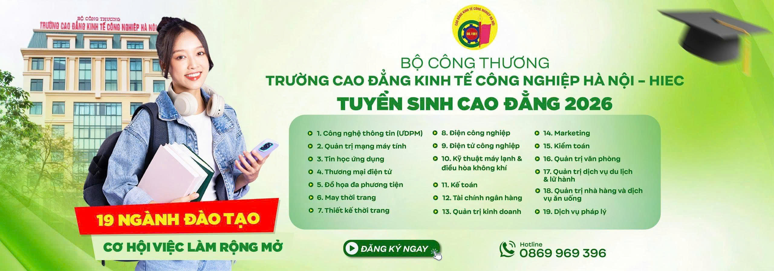 HIEC tuyển sinh Cao đẳng: 19 ngành học hot mở lối tương lai nghề nghiệp